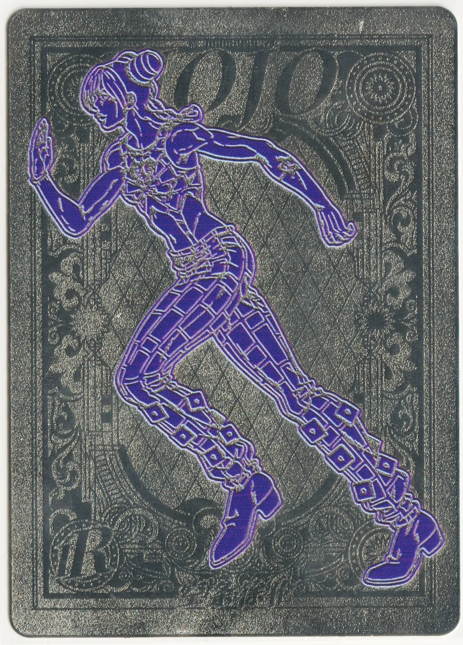 A metal trading card from the JoJo's Bizarre Adventure "Big Blue" set.