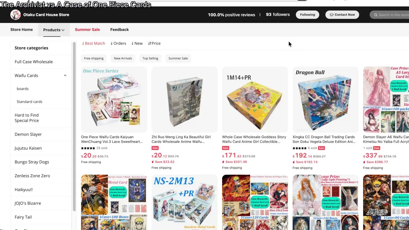 The Otaku Card House Store on AliExpress — cases of One Piece, Goddess Story, Dragon Ball and more