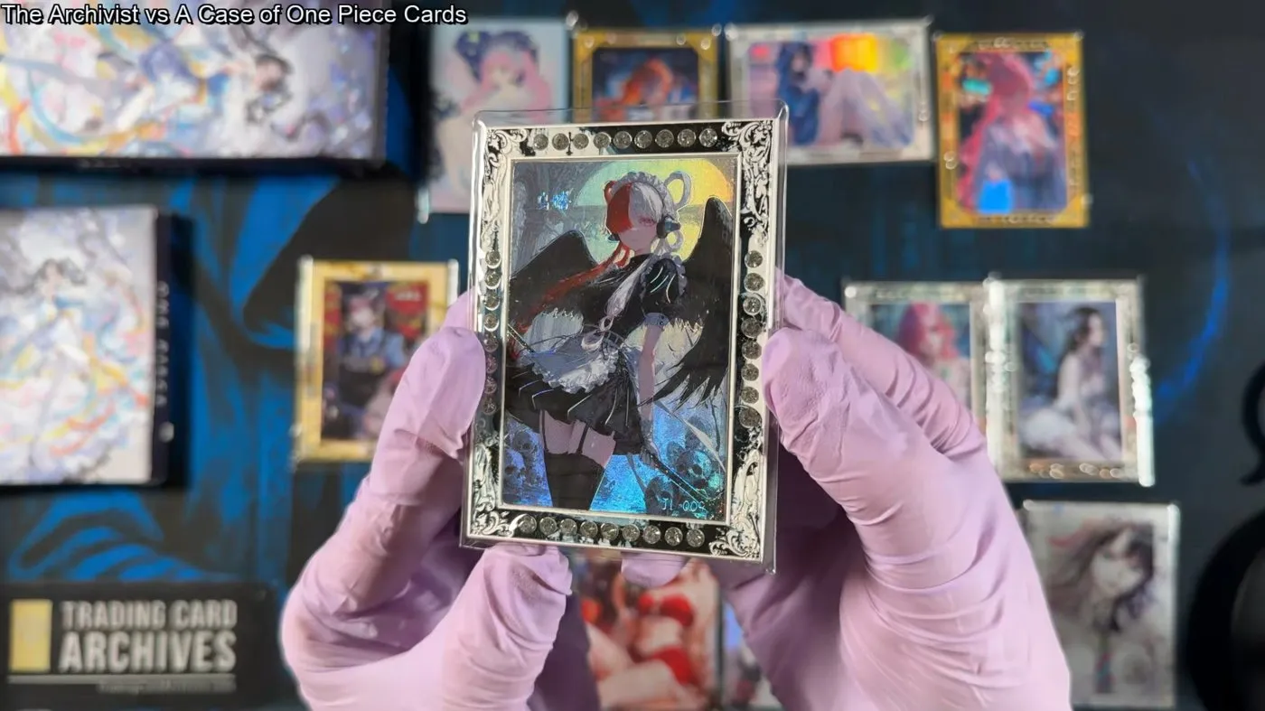 A gothic Perona-style One Piece metal card with a rhinestone frame