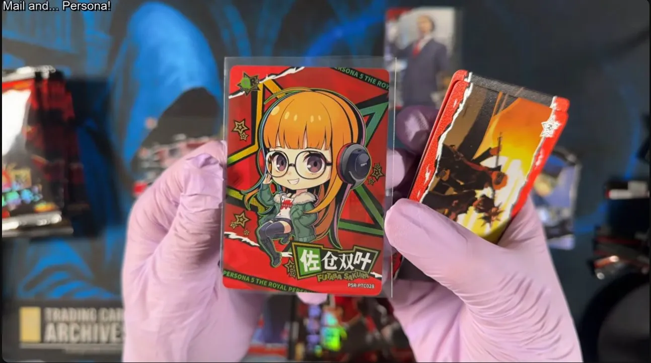 A chibi-style SP Persona 5 Royal card of Futaba in the pop-art graffiti style.