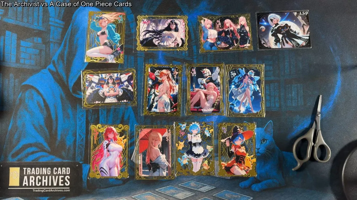 Twelve free vendor-gift metal cards — Gundam, Pokémon, Goddess Story and more, worth about $80