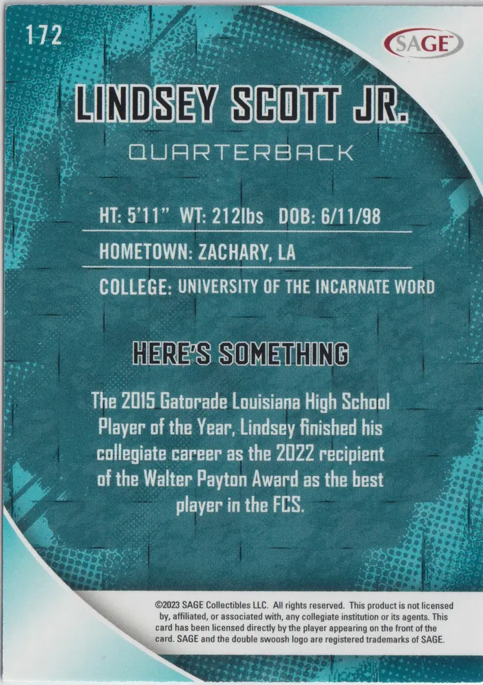 Sage High Series Draft 172: Lindsey Scott Jr view 2