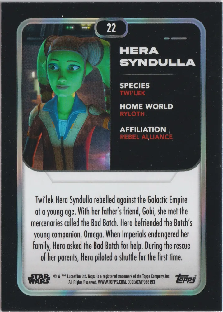Star Wars Flagship 2023: Hera Syndulla card 22 view 2