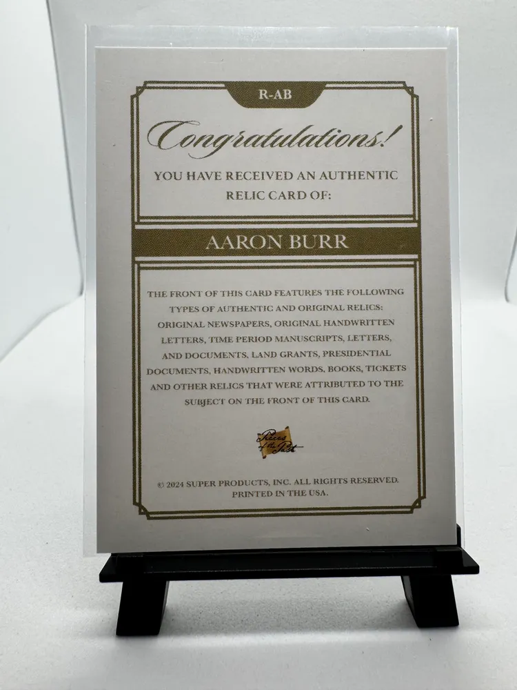 Pieces of the Past, Aaron Burr: R-AB view 2