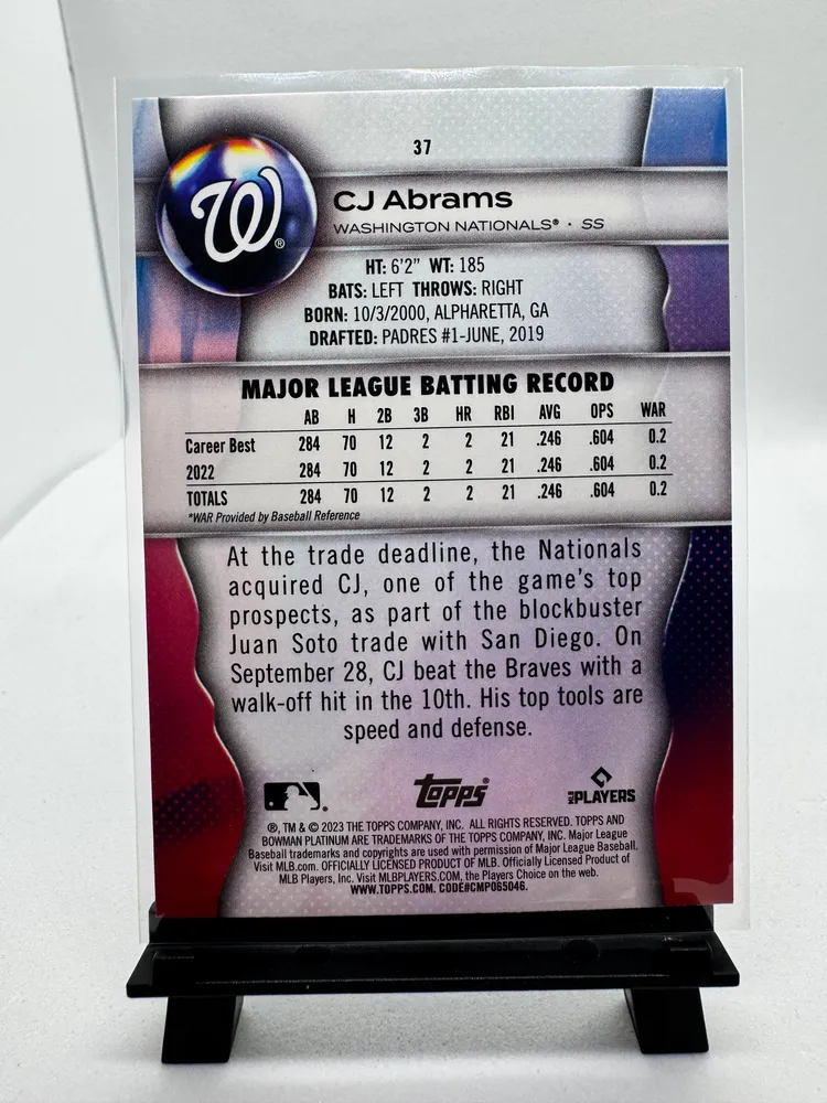 Sports Cards, CJ Abrams: 37 view 2