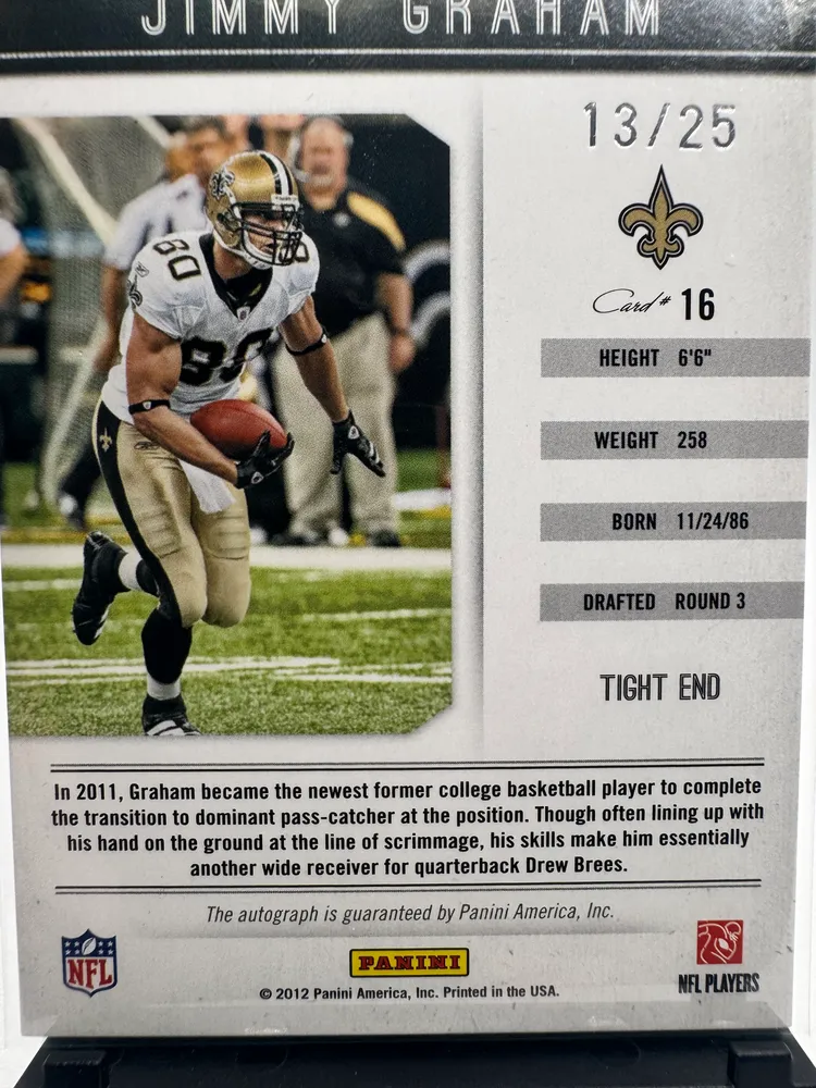 Sports Cards, Jimmy Graham (New Orleans Saints): 16 view 4